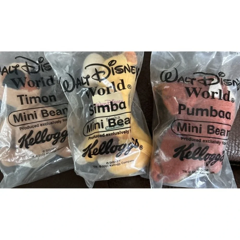 Lot Of‎ 3 Kellogg's Disney The Lion King Mini Beans: Simba Timon Pumbaa NEW